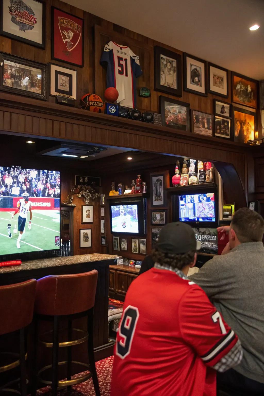 Sports fan paradise celebrates your passion through memorabilia and games.