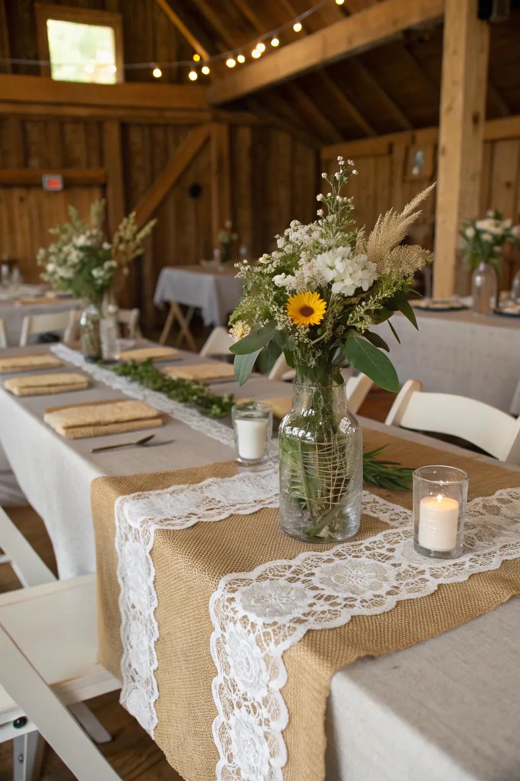 Homespun table designs combine simplicity with elegance.