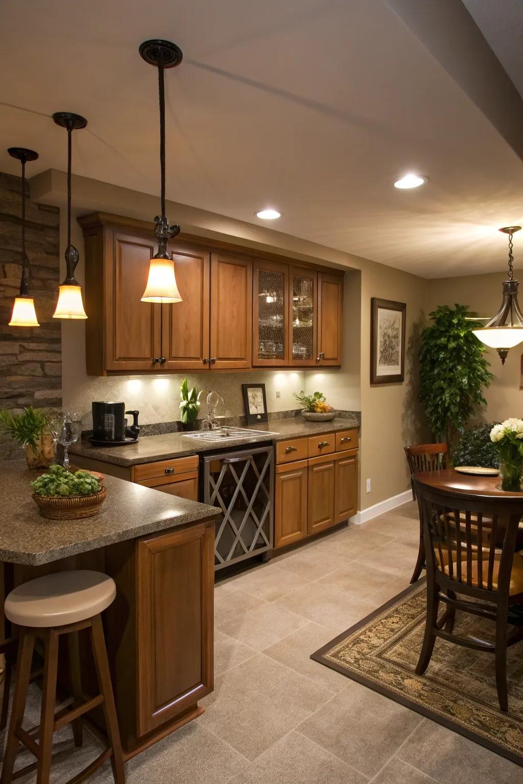 Elegant lighting fixtures can dramatically transform the atmosphere.