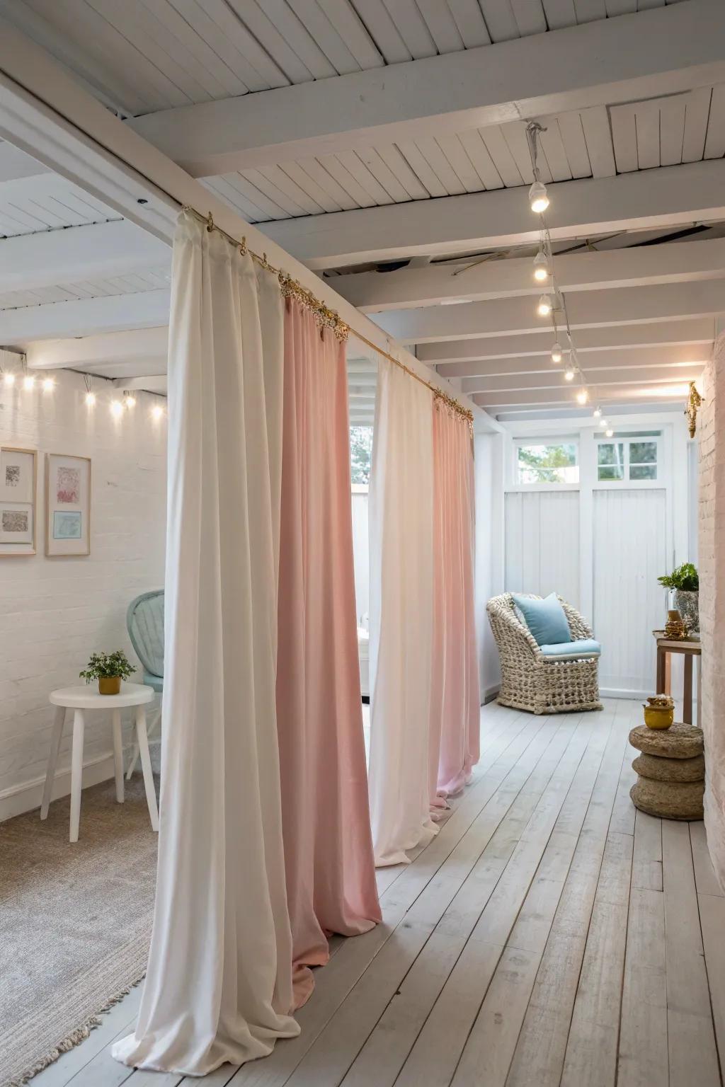 Linen coverings add natural elegance and breathability.
