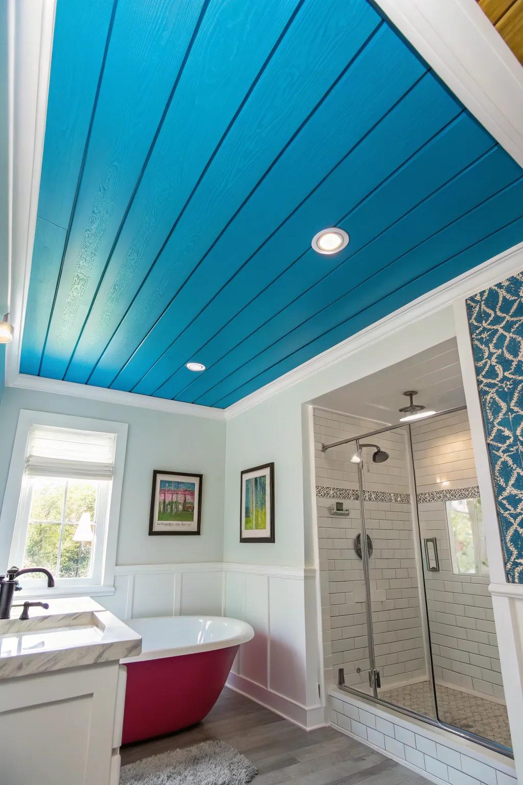 Color-themed ceilings provide countless opportunities to customize and enhance your bathroom's style.