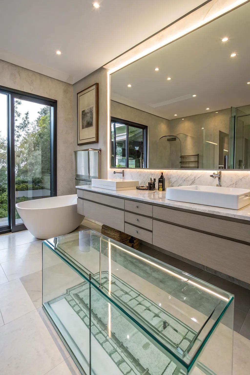Sheer countertops bring lightness and elegance to your bathroom.