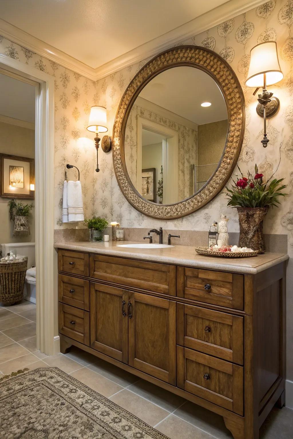 Fancy looking glasses perform as elegant focal features while enhancing the room's brightness.