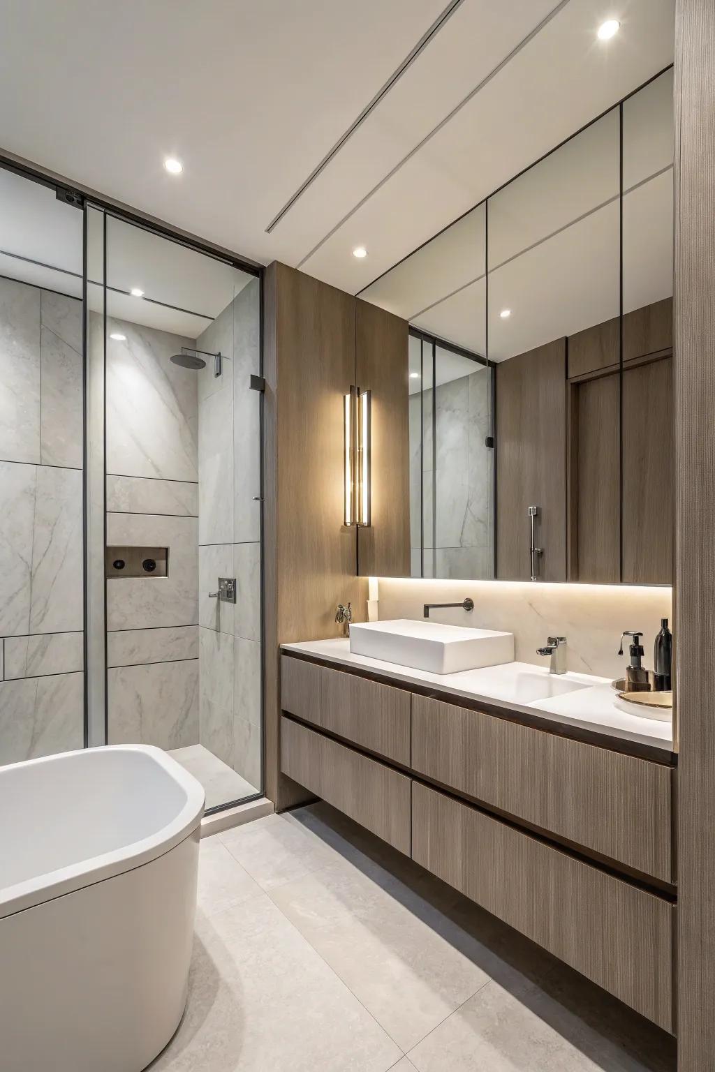 Full-height paneling builds an impressive and spacious atmosphere.