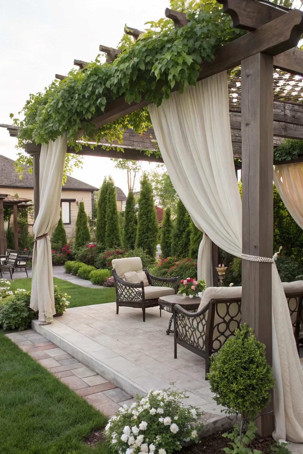 A shade can become a stylish and covered chill spot in your yard.