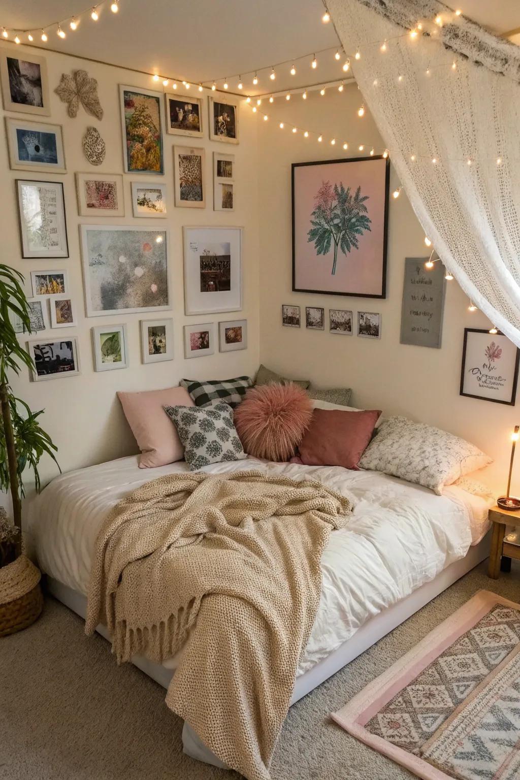 Create a floor bed that is uniquely yours by adding personalized decor.