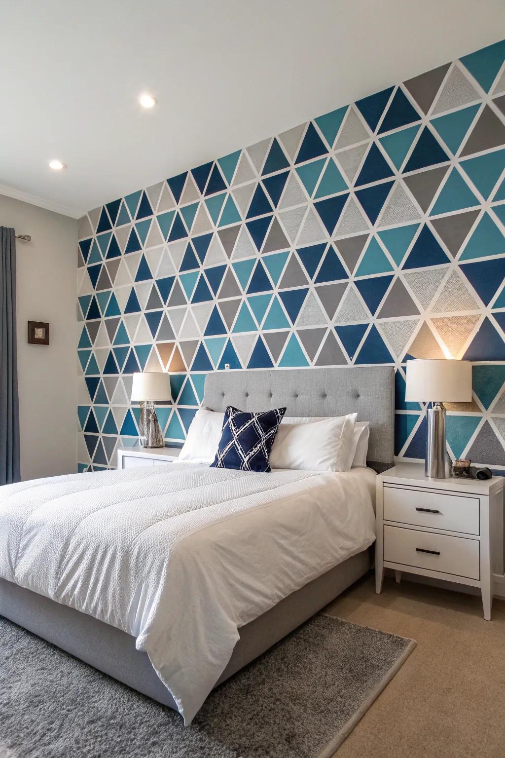 Accent walls personalize and define bedroom areas.