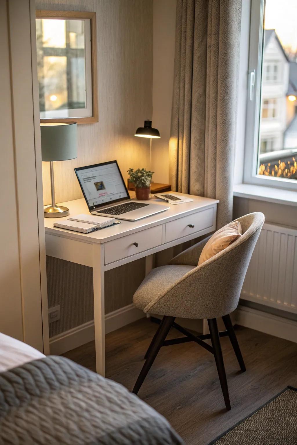 A practical workspace has the ability to fit flawlessly into a corner.