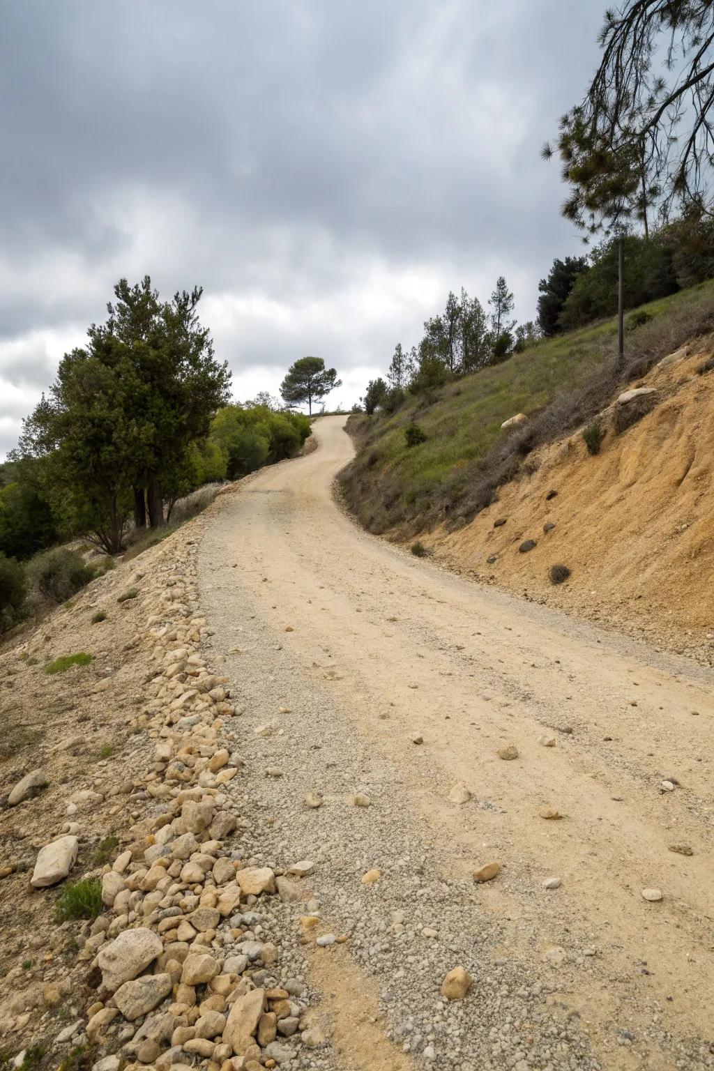 A practical gravel and sand solution for improved traction on a steep driveway.