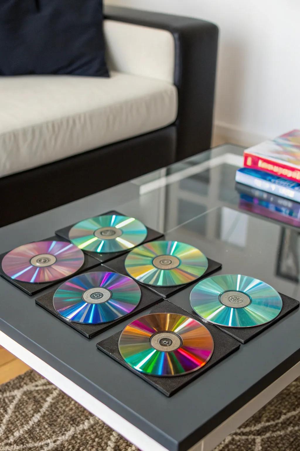Shielding surfaces using stylish disc coasters.