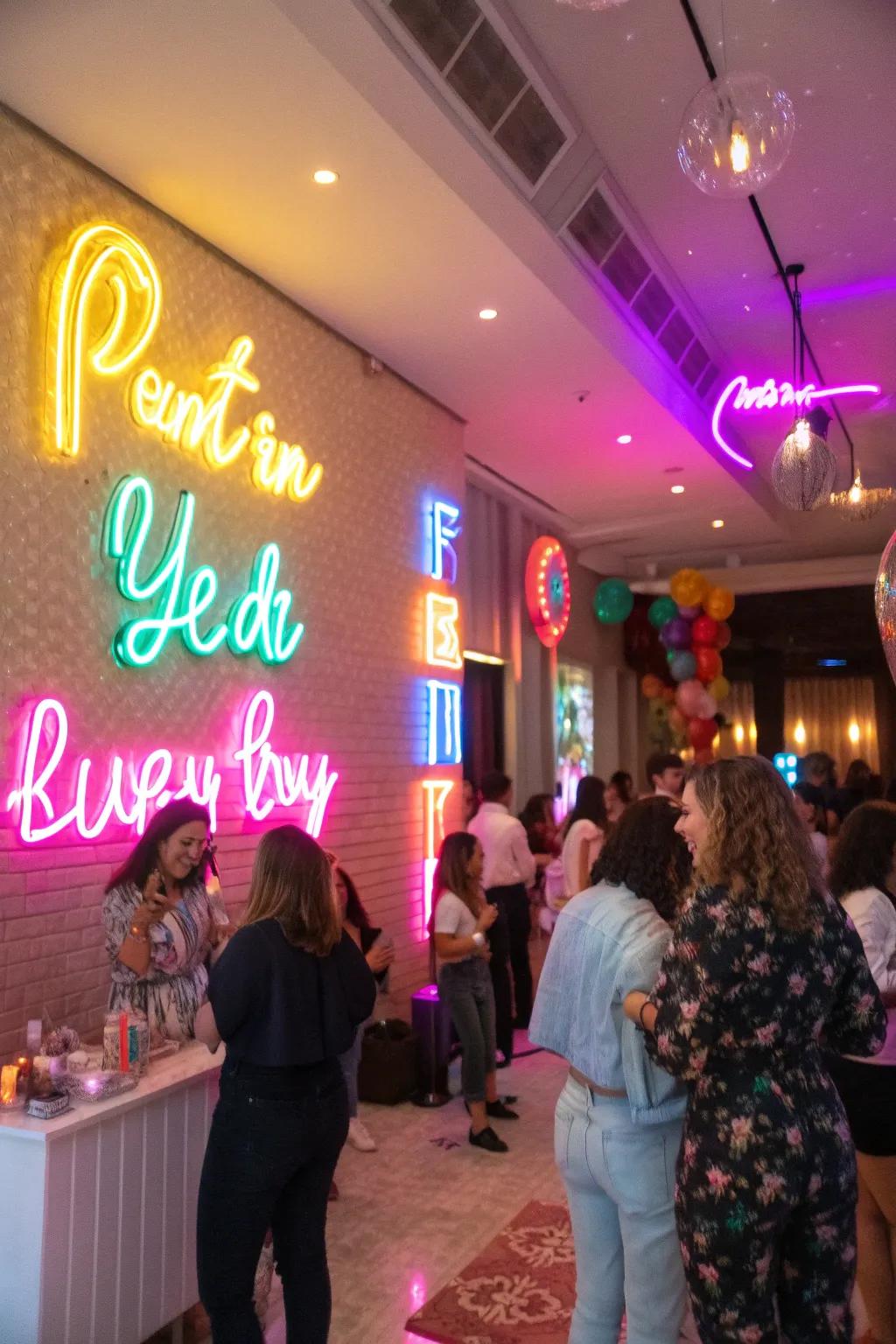Neon signs contribute playfulness to your decor.