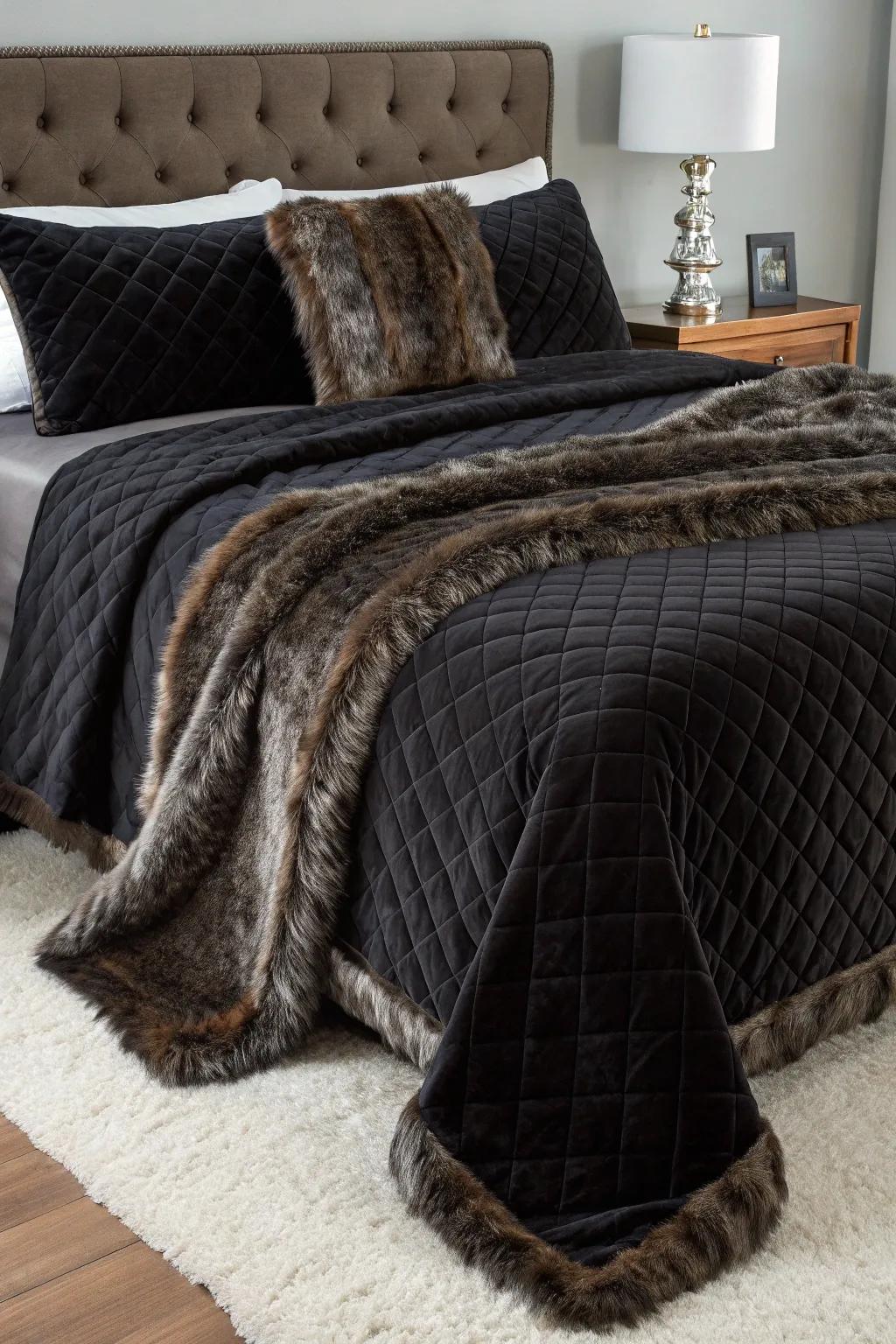 Magnifying texture with the inclusion of black throws.
