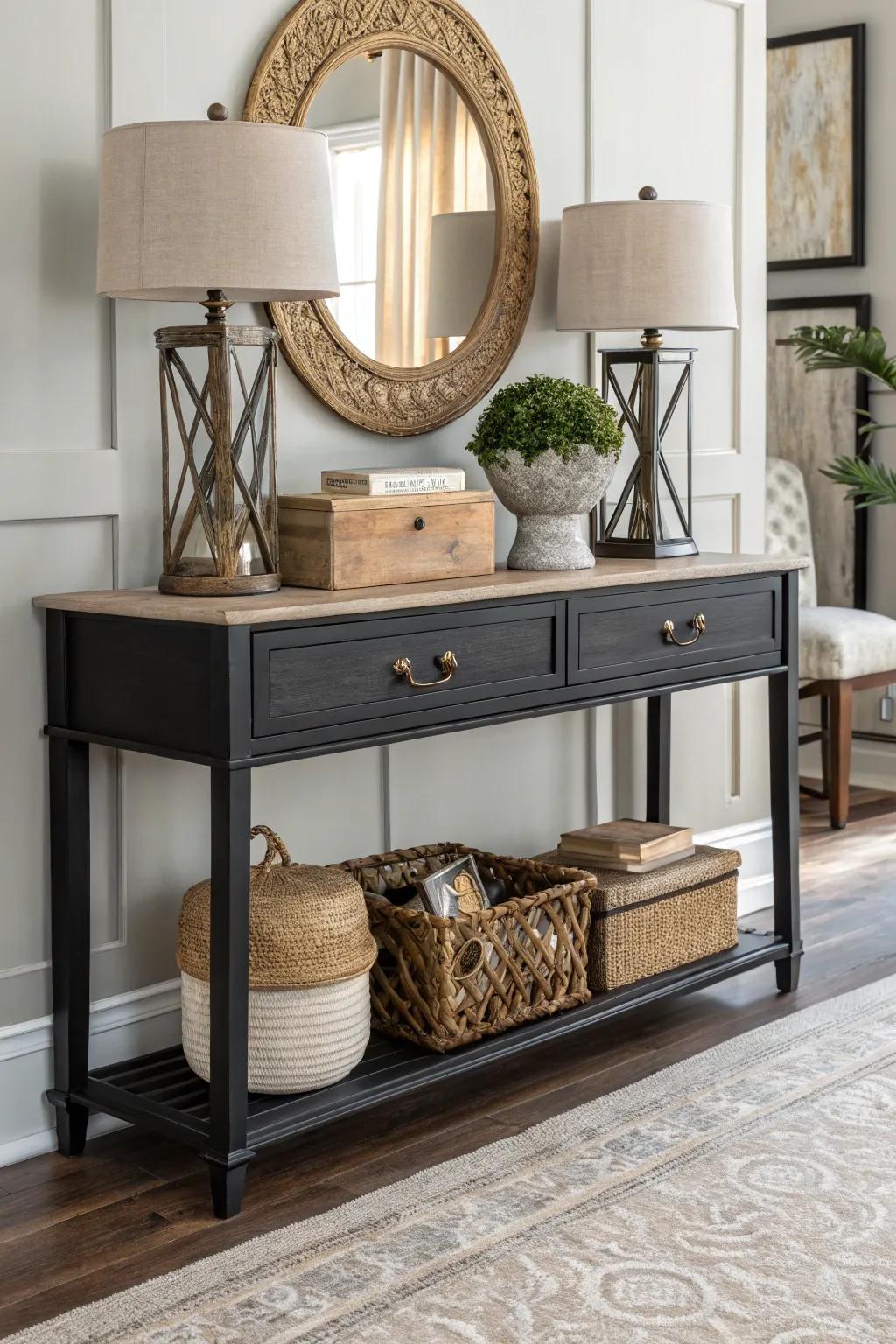 Neutral shades and textures establish a harmonious and balanced decor.