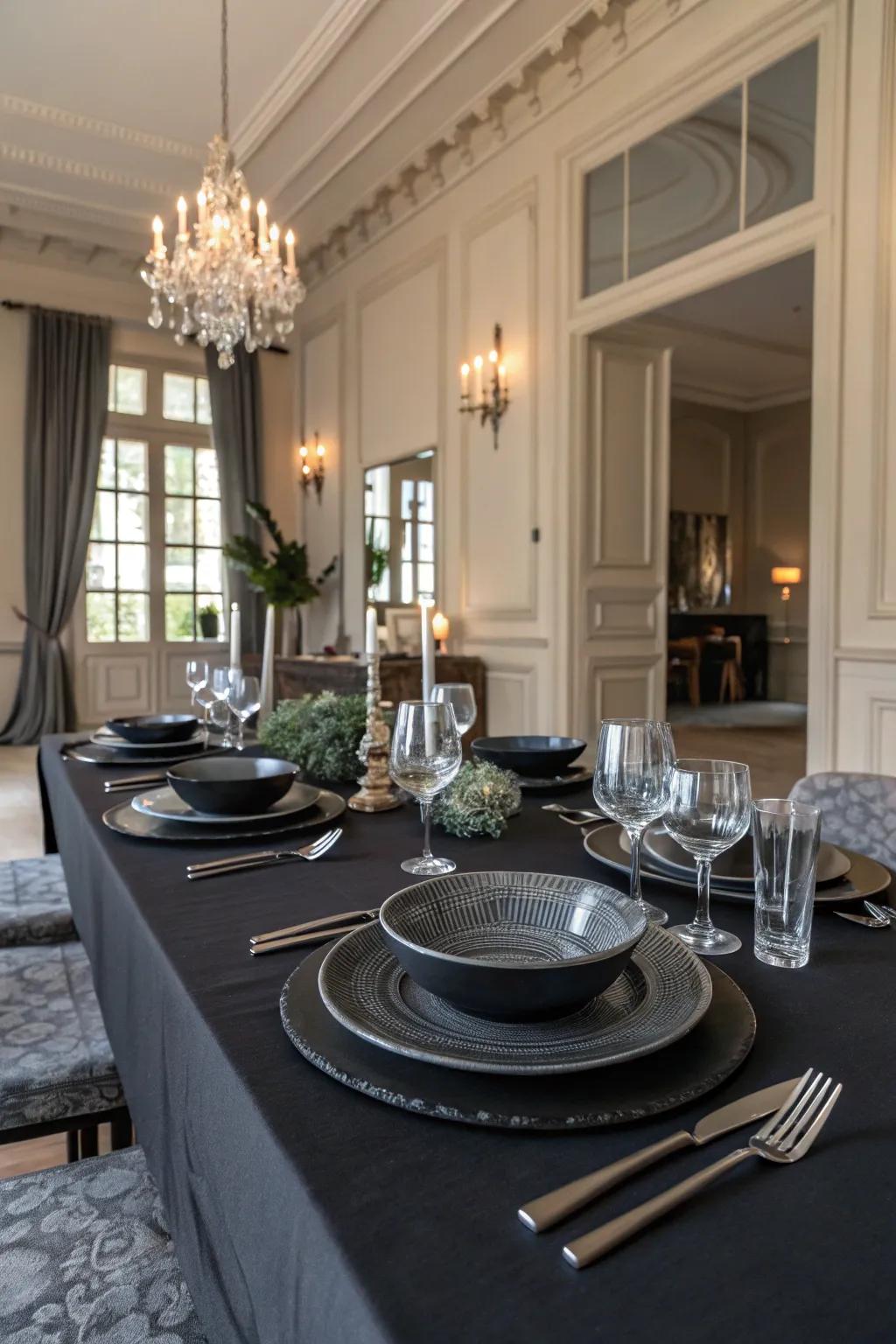 Unichrome elegance featuring shades of black.