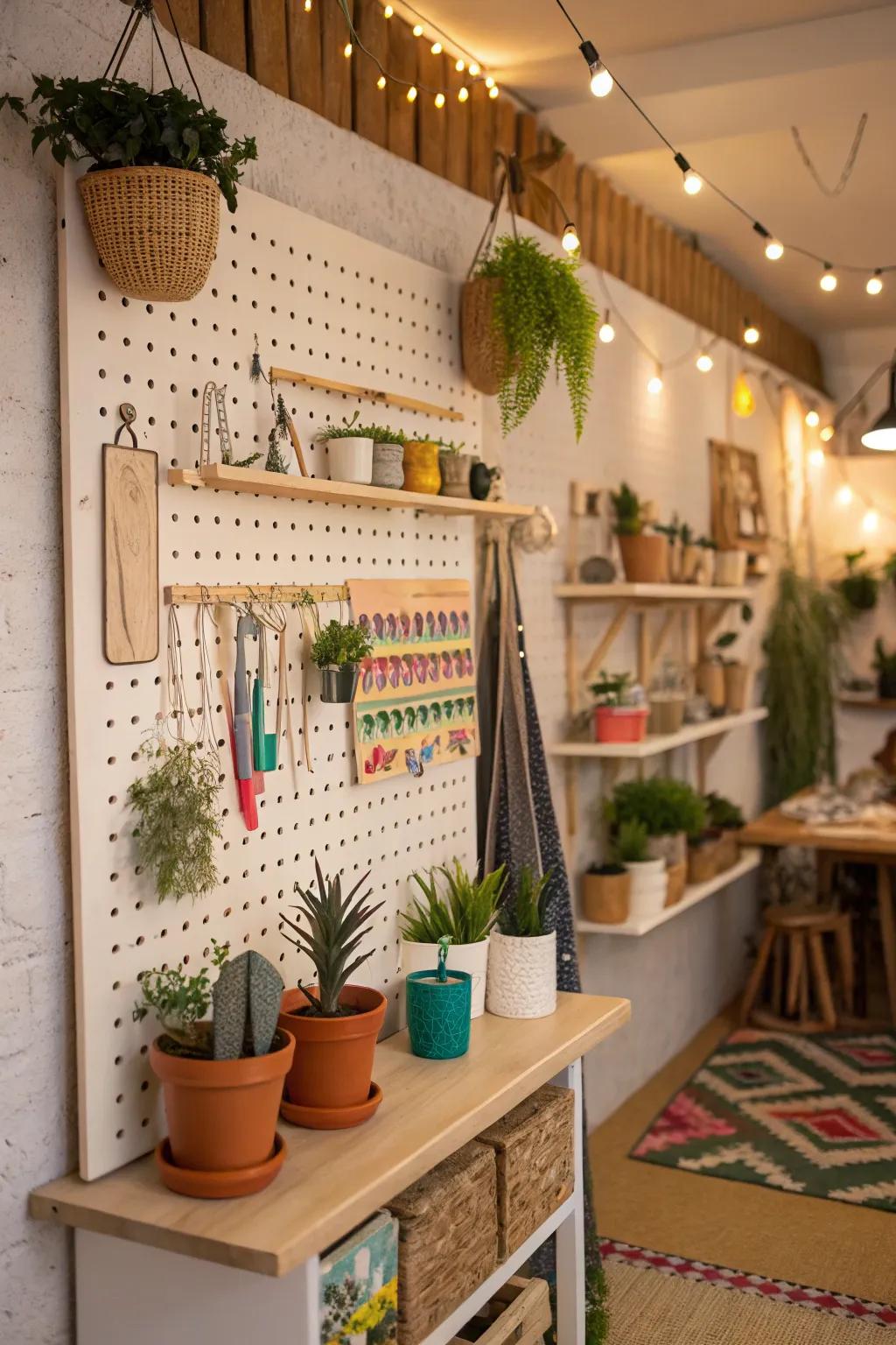 Pegboards offer adaptable and customizable storage solutions.