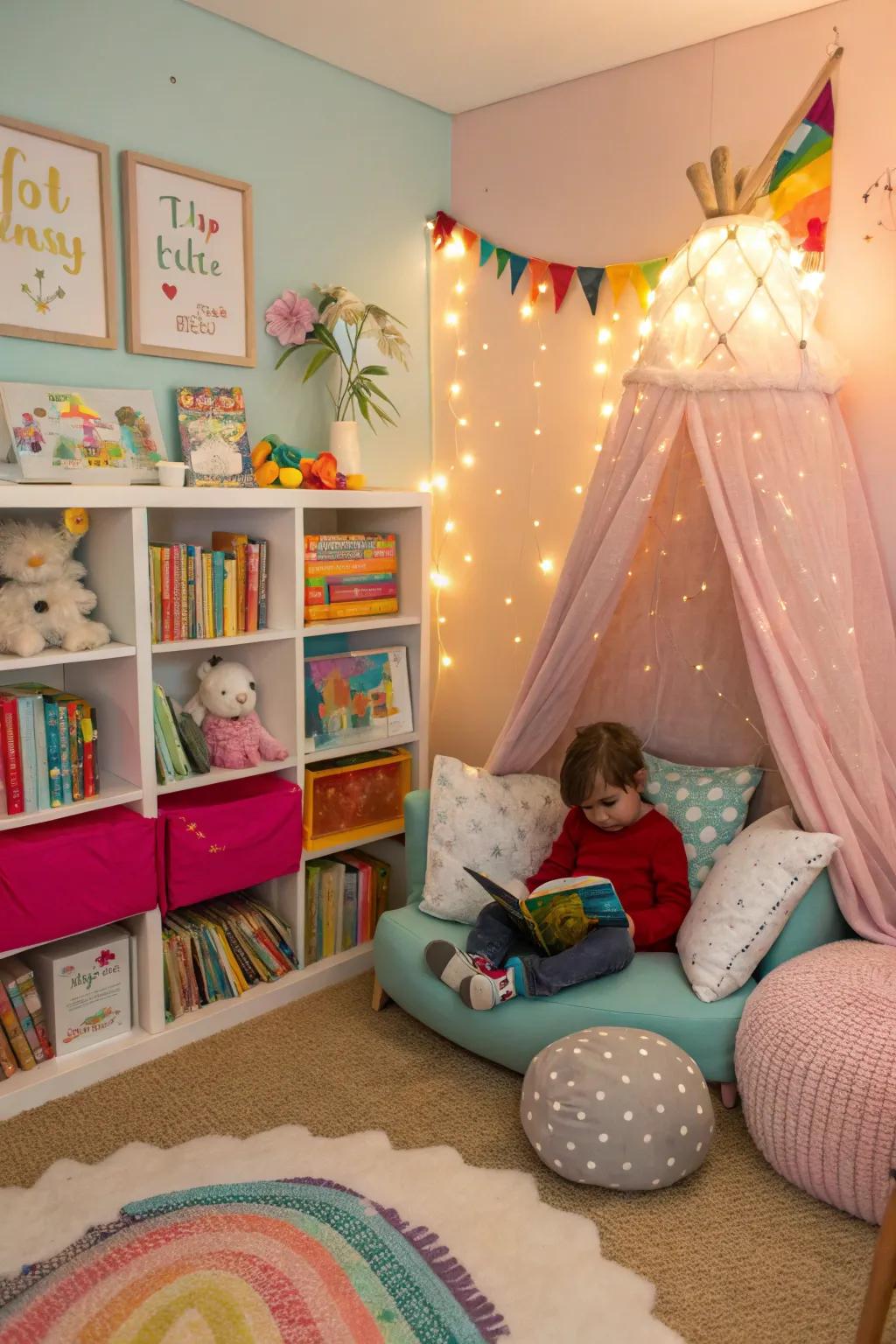 A charming nook that ignites imagination in young readers.