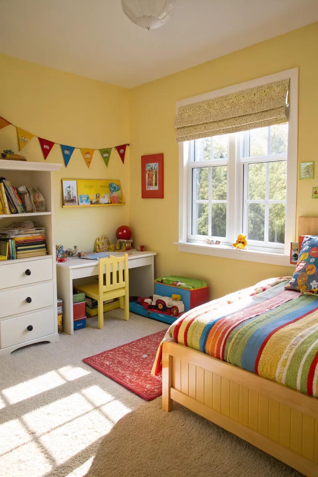 Bright gold brightens the room with cheerful energy.