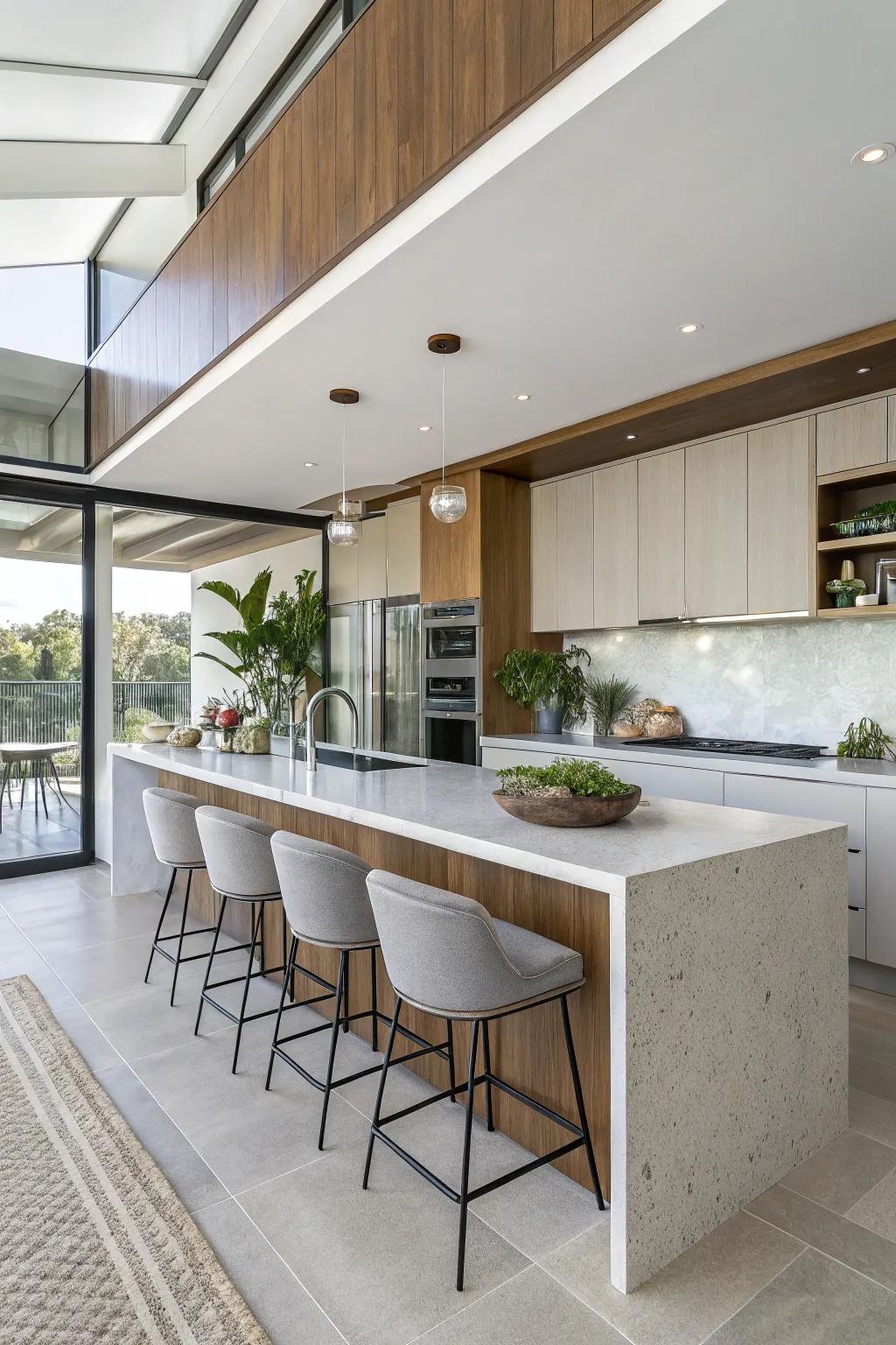 A floating breakfast bar providing a modern take on kitchen design.