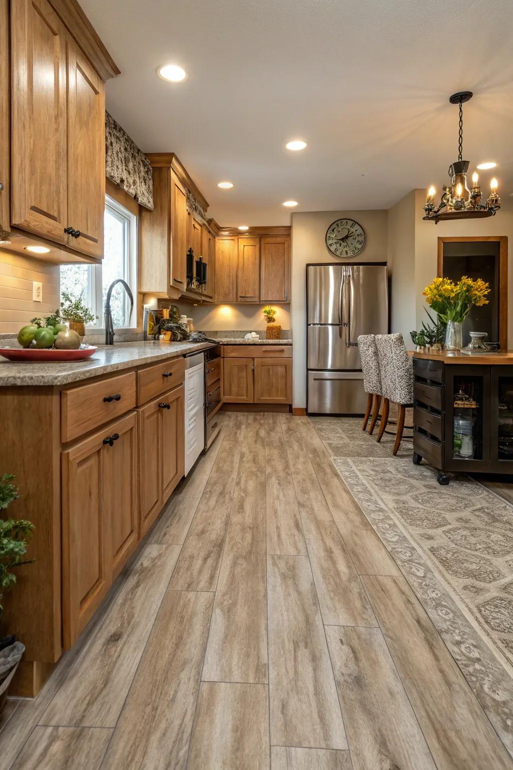 Vinyl flooring offers affordability and style.