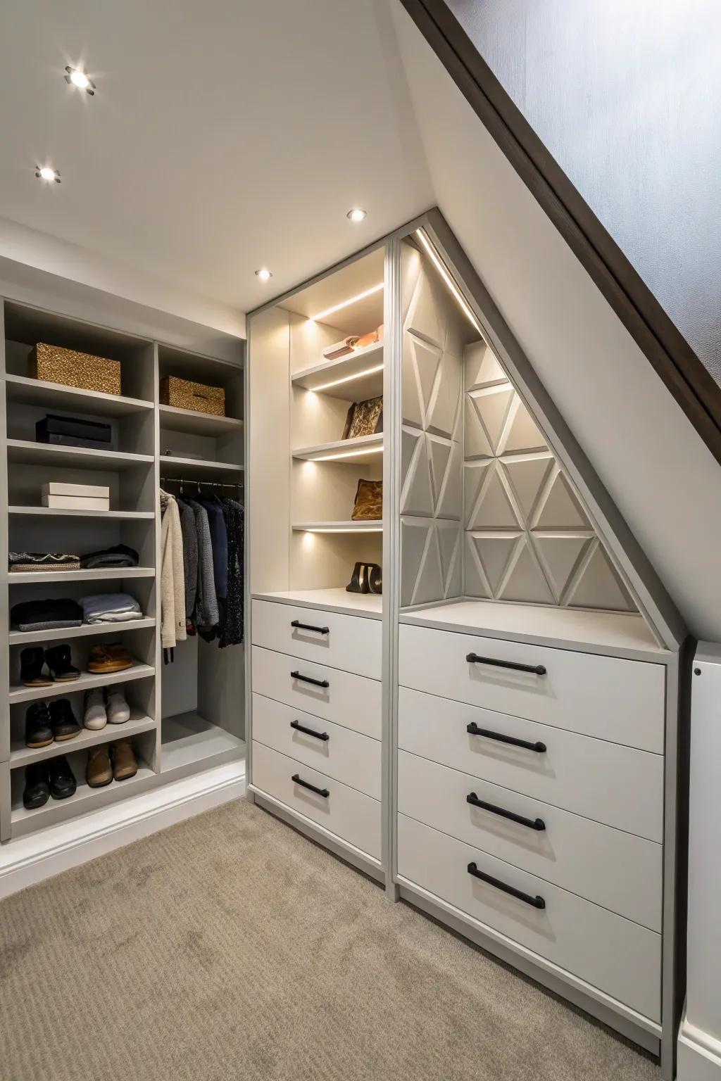 An alcove closet uses space creatively.