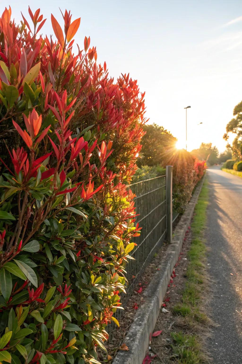 Scarlet hedge shrubs develop swiftly for quick seclusion.