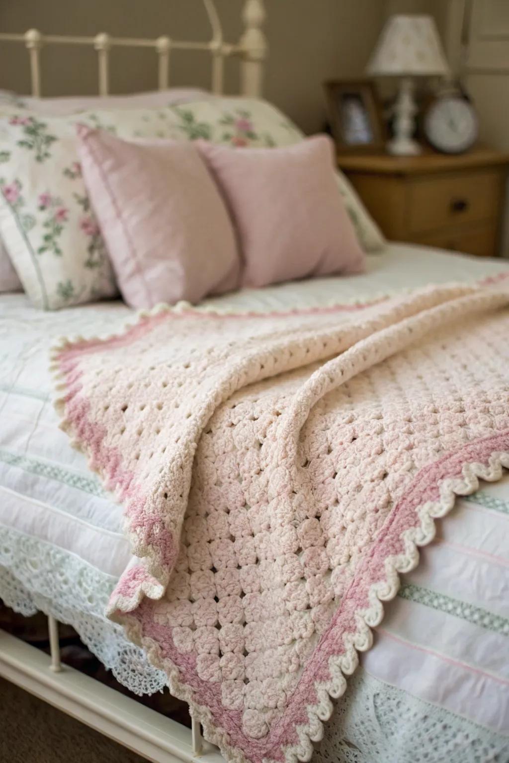 A picot border imparts a sense of vintage sophistication.