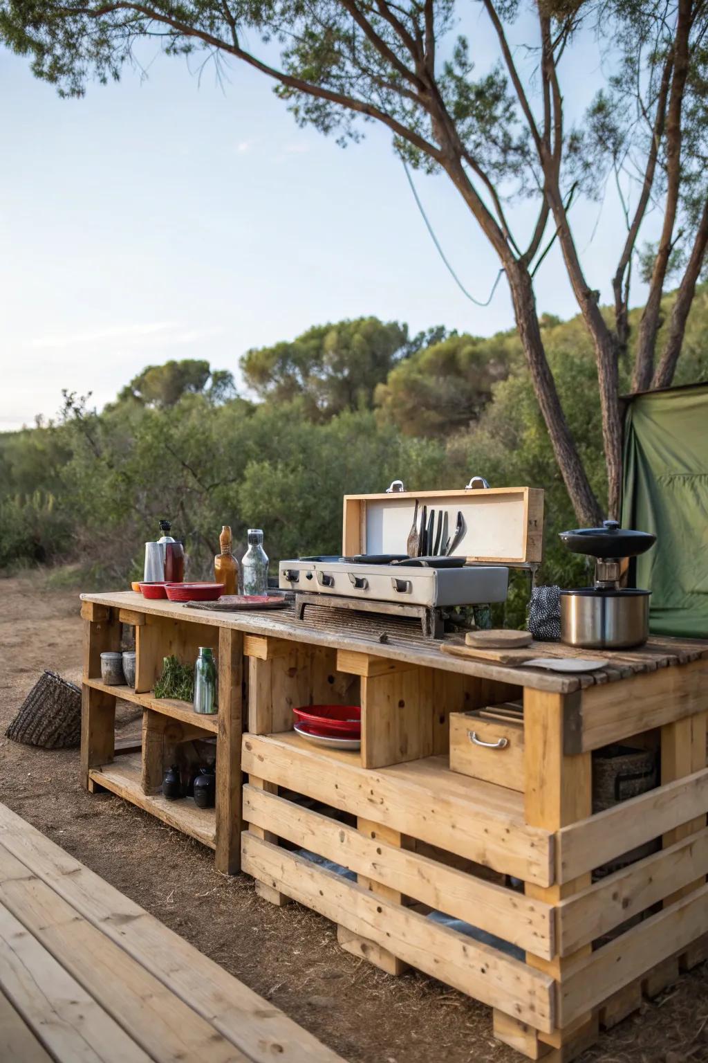 Design your kitchen using simple DIY solutions with pallets.