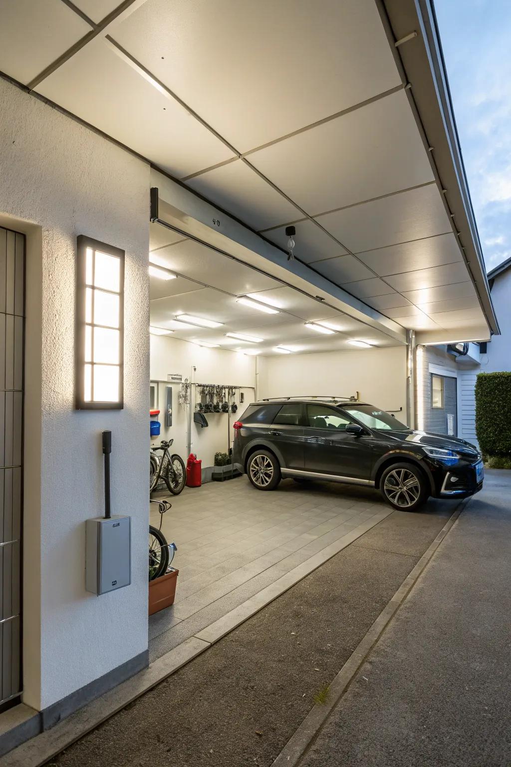 Wall-affixed LED panels present a sophisticated lighting option.