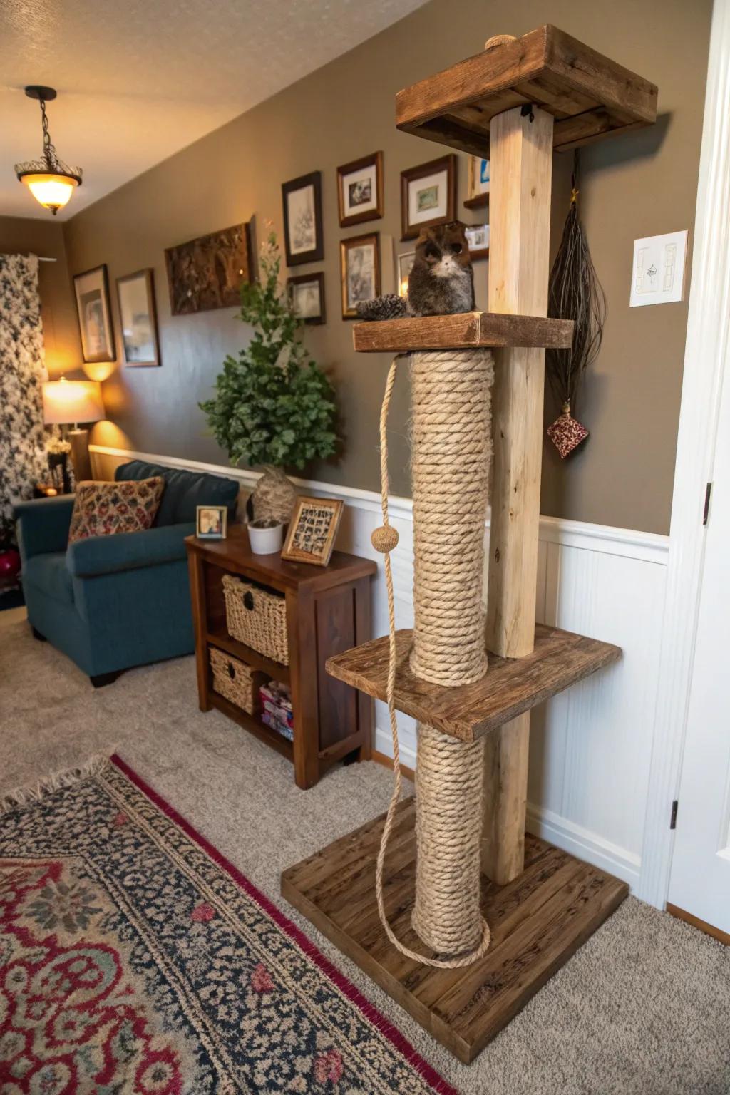 Variety in materials offers a multi-sensory experience for your cat.