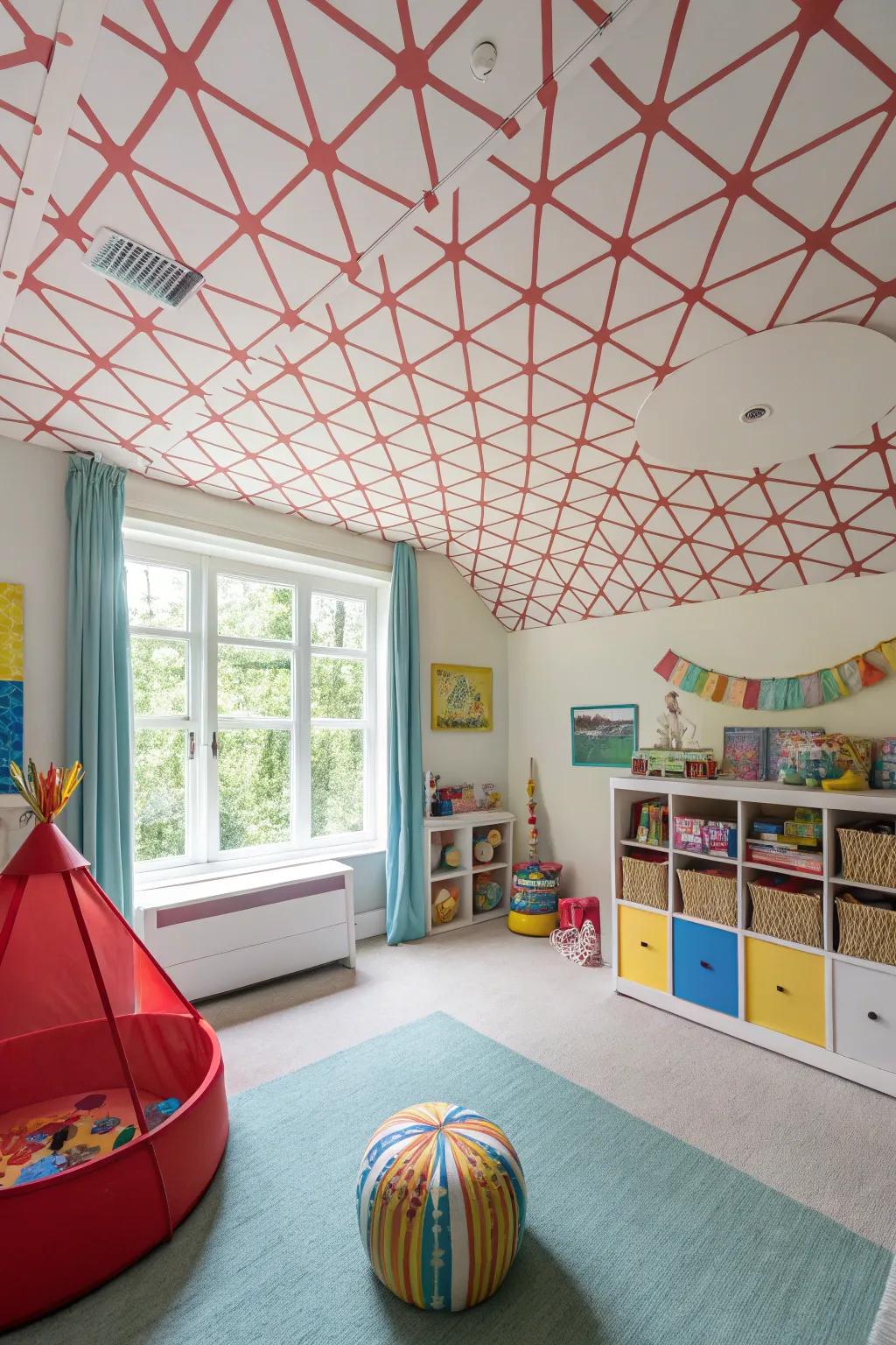Inject a playful touch with the quirky birds foot ceiling texture.