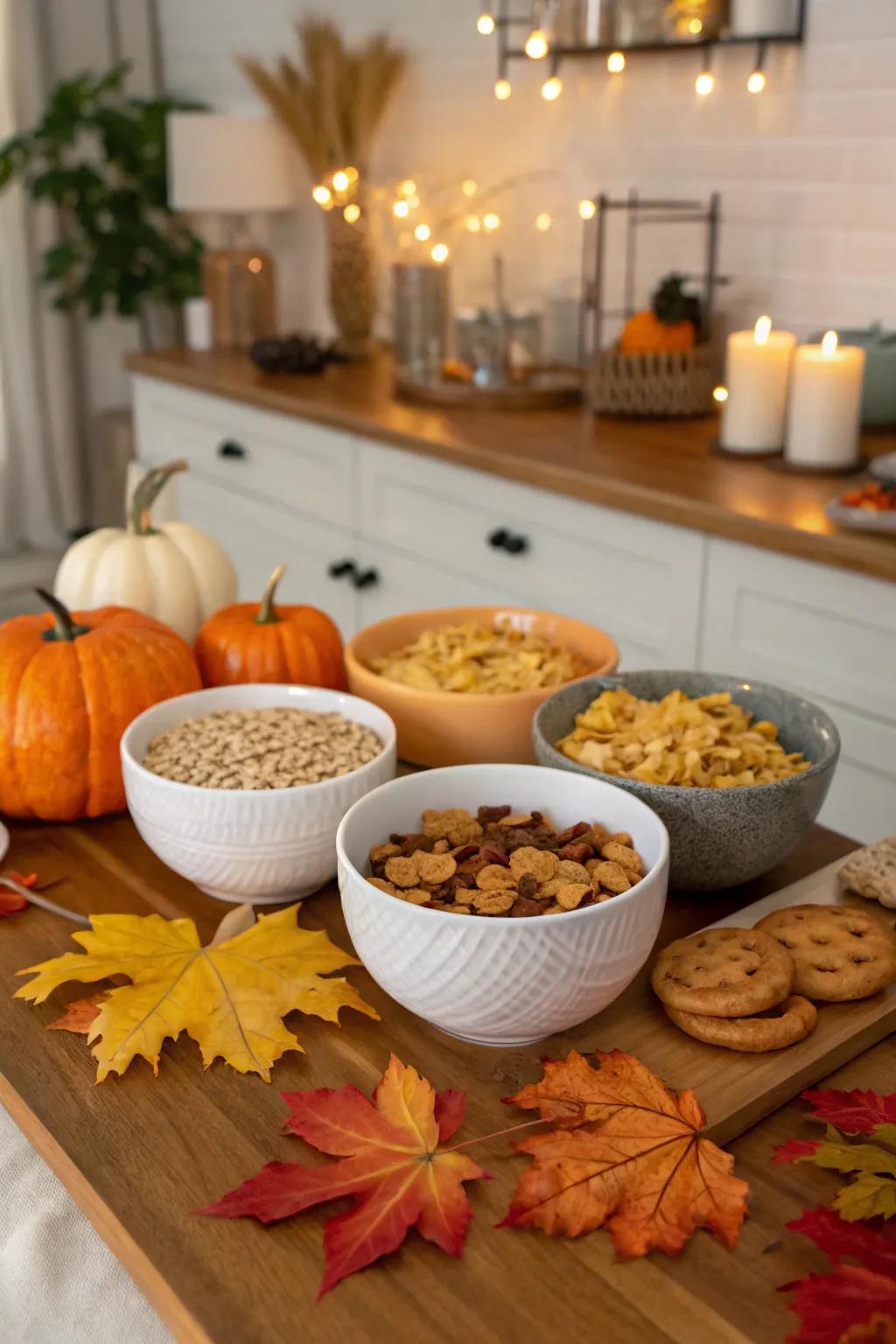 Seasonal decorations keep your cereal station lively and inviting.