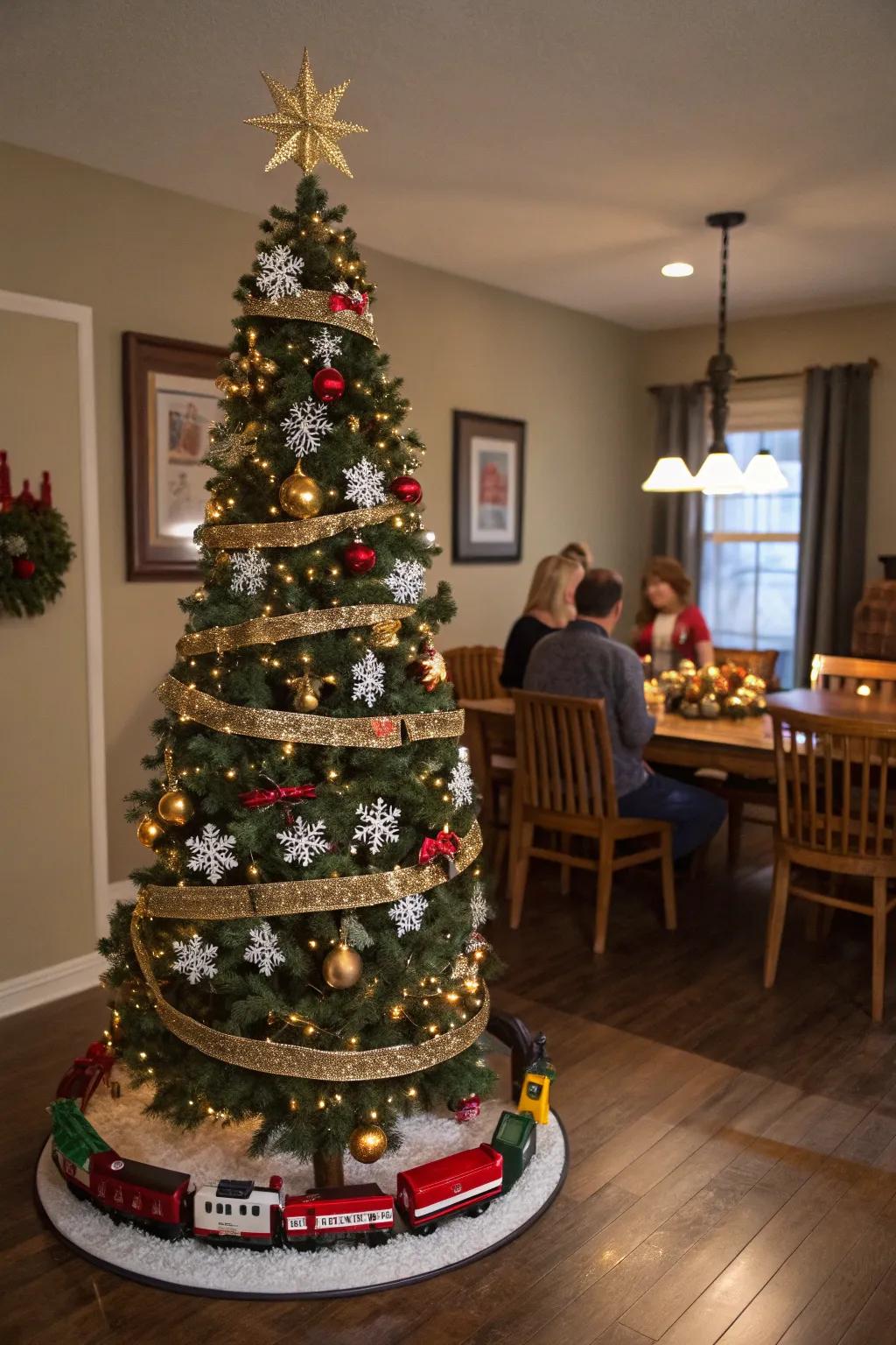 An Arctic Ride-themed tree that invites you on a magical journey.