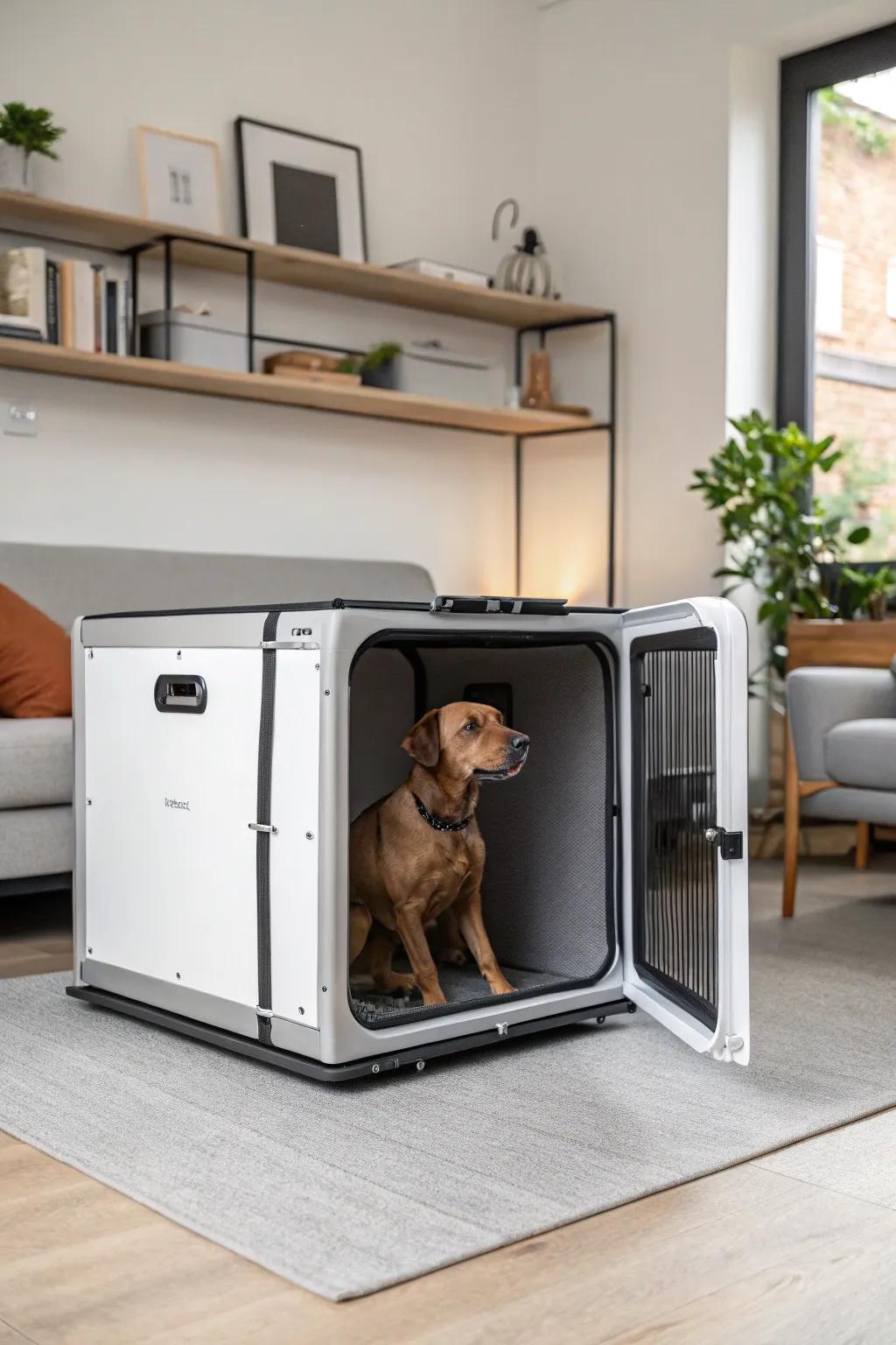 Foldable kennels provide flair and freedom.