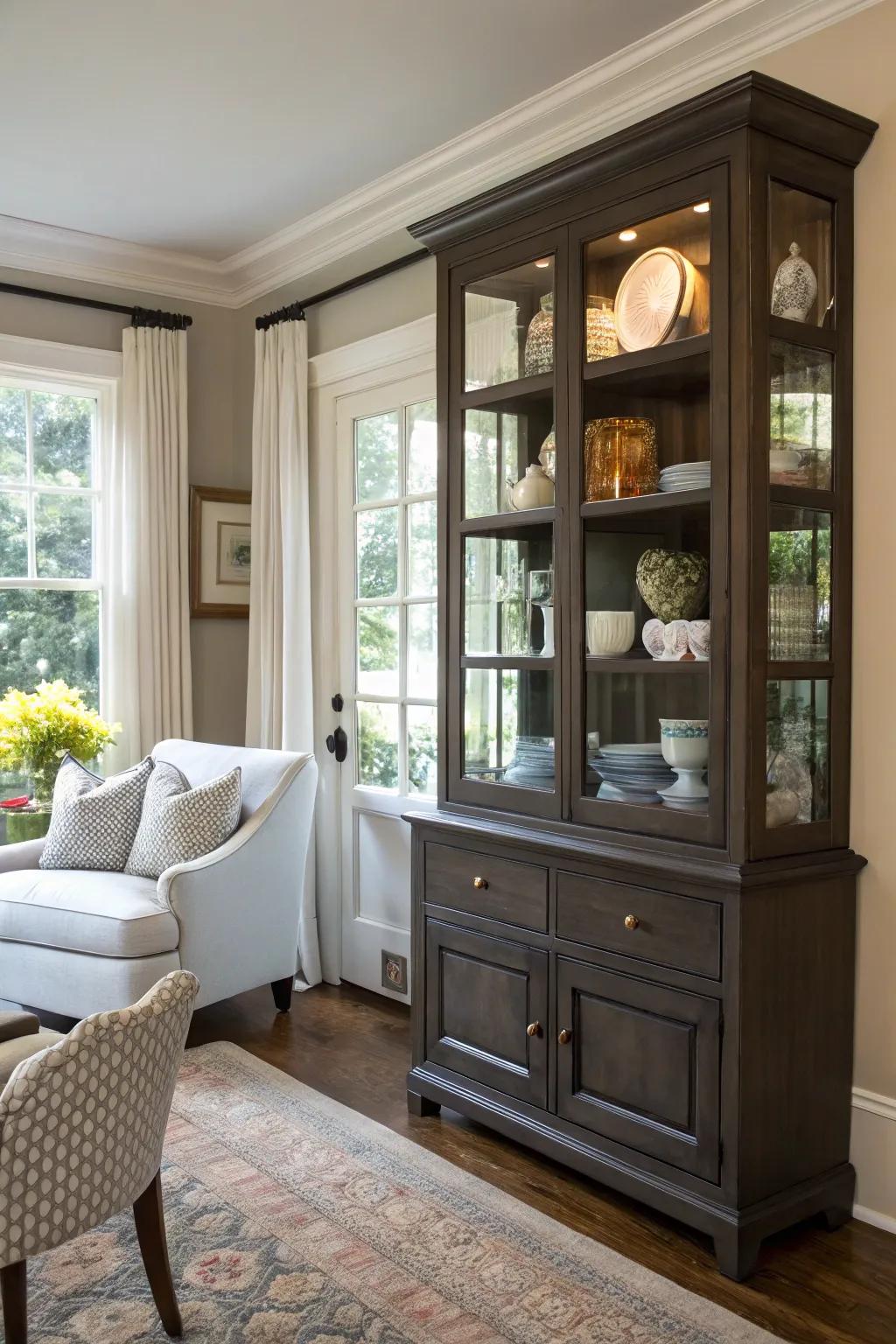 Strategically placed display case for optimal function.