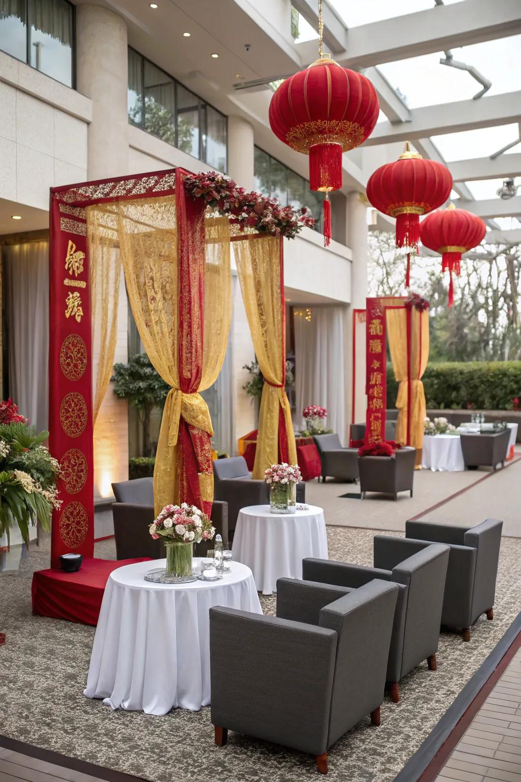 A harmonious mix of contemporary and traditional wedding ornamentation.