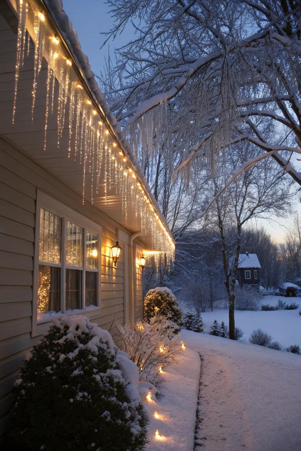 Frost drop illumination lending a hint of refinement to a home's exterior.