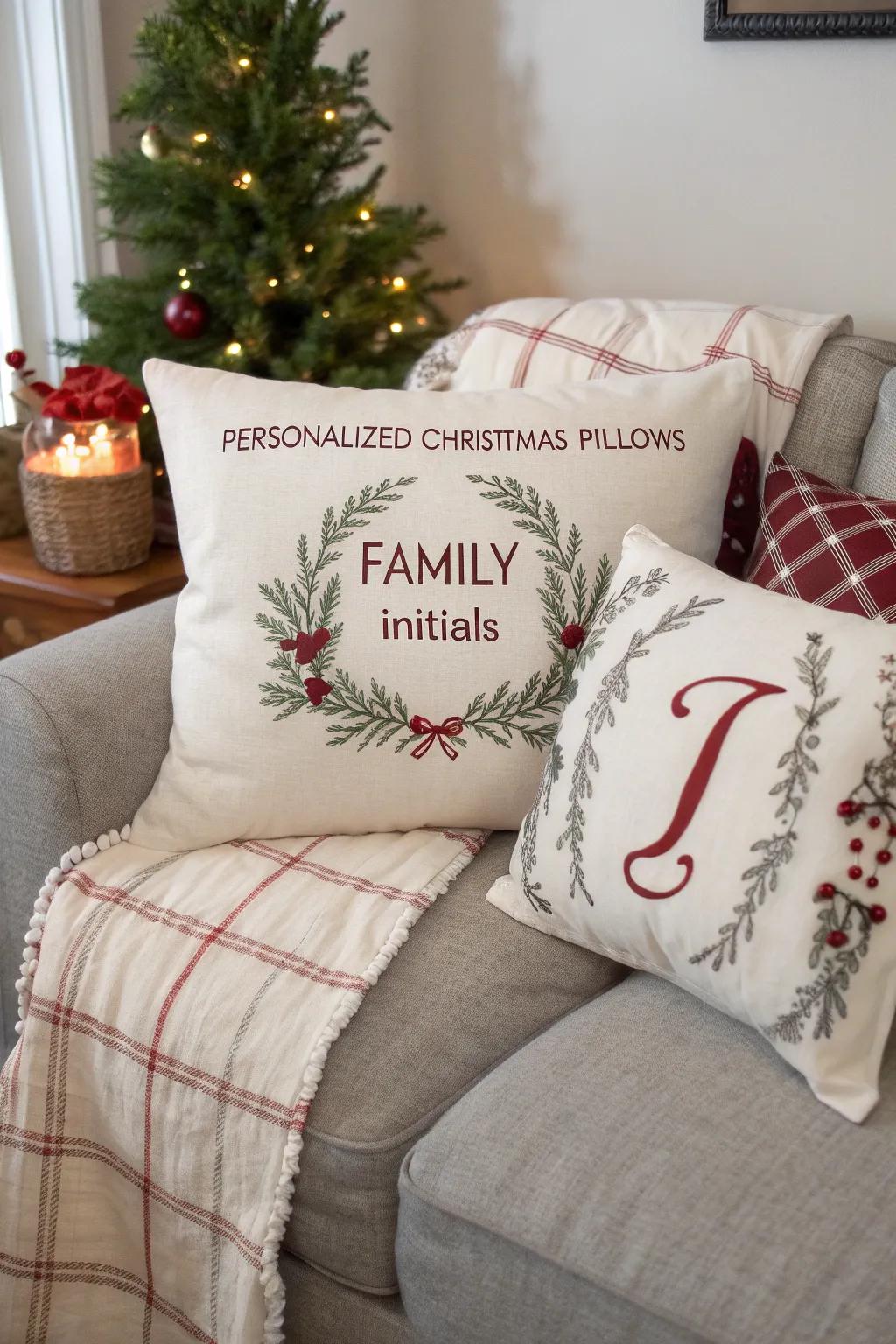 Customized cushions infusing a distinctive familial element.