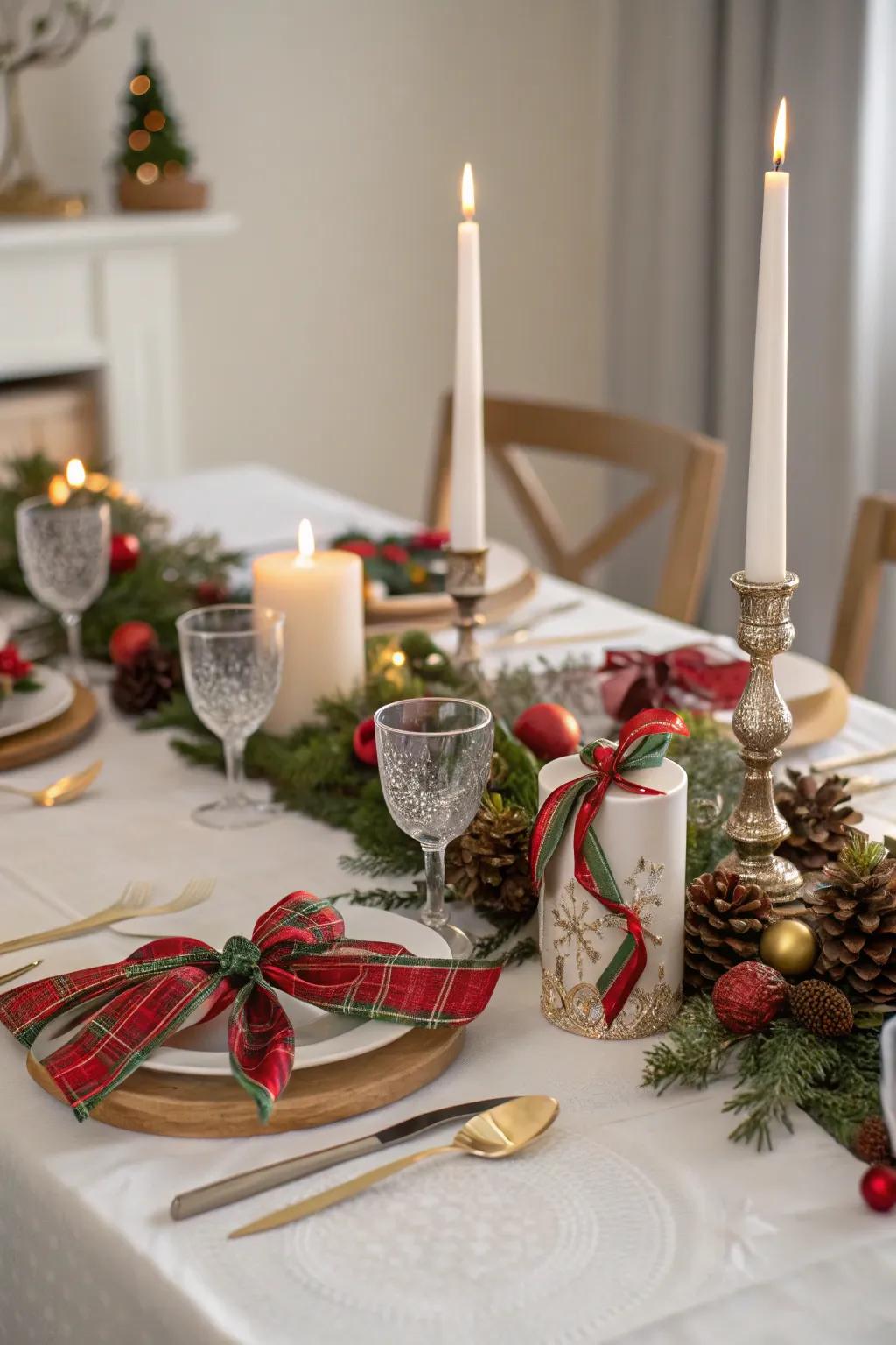 Ribbons and bows introduce a note of elegance to any table setting.