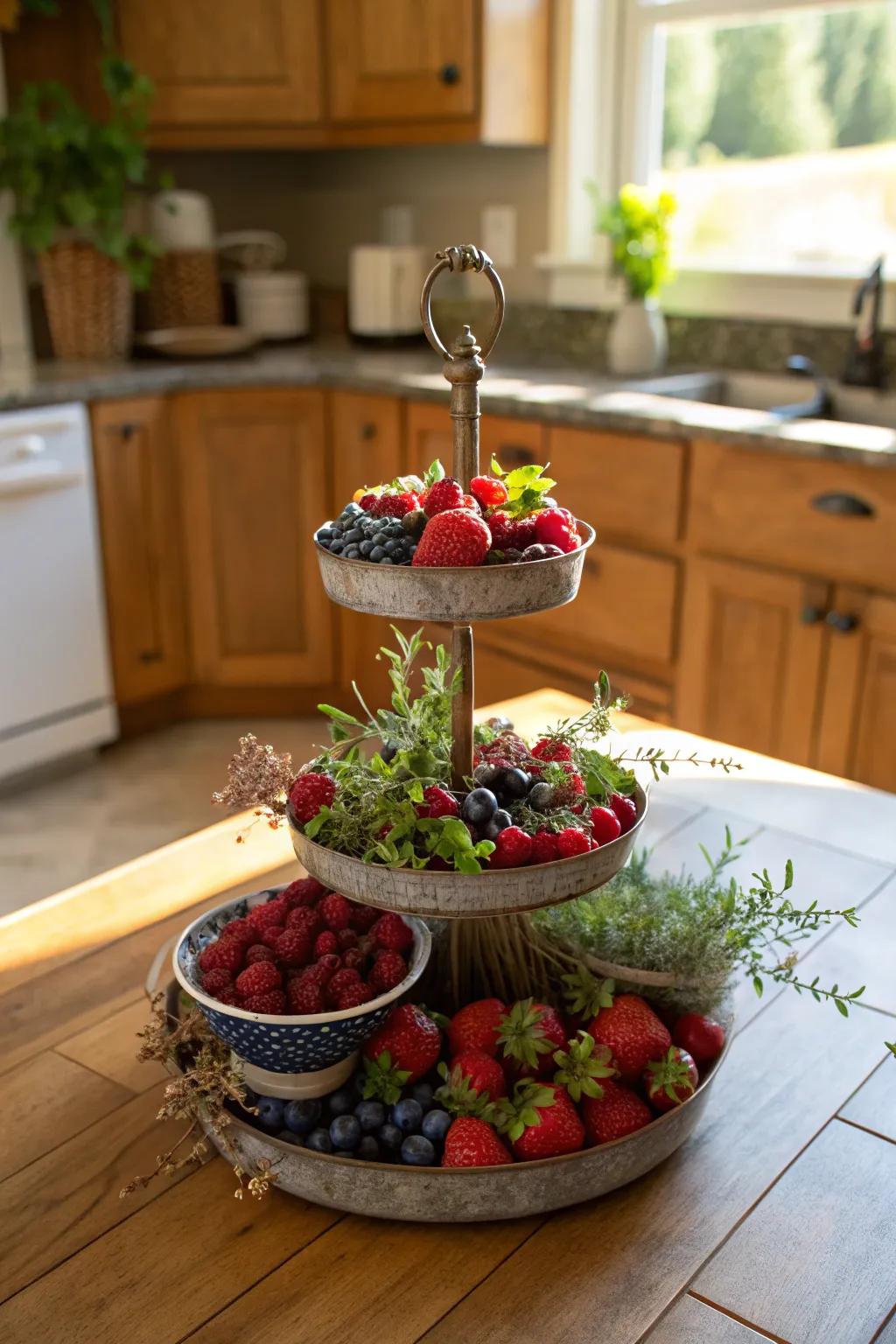 Nature's blessing: A festive and organic multi-level display.