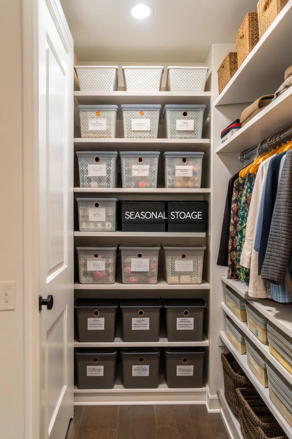 Keep seasonal items neatly stowed away with these containers.