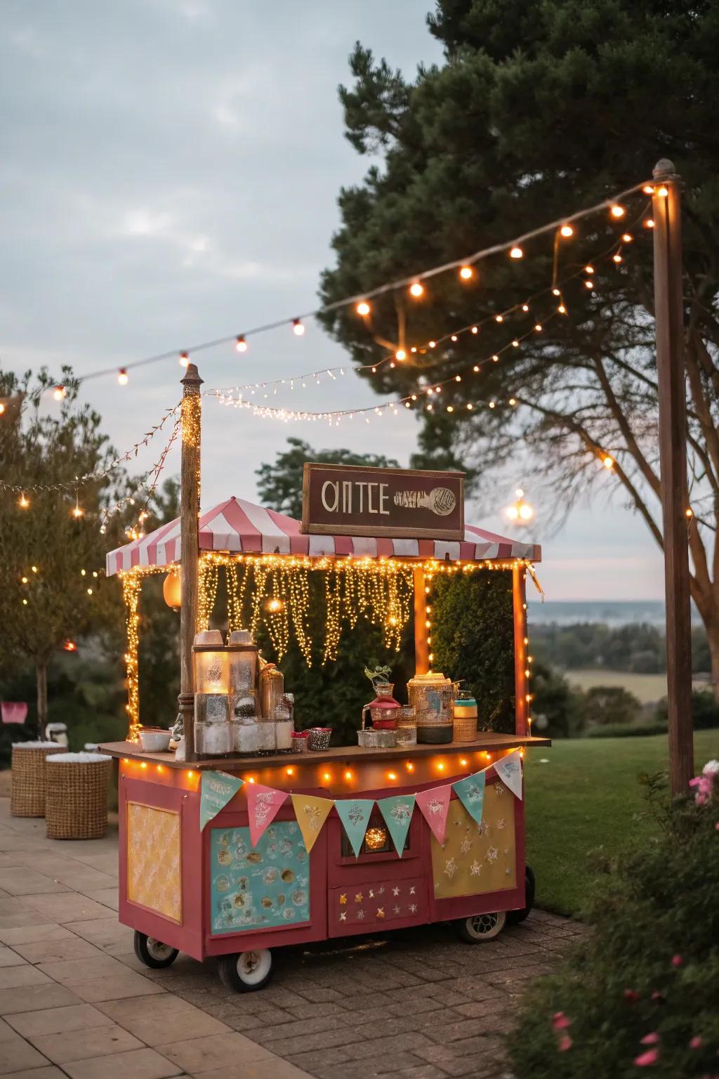 Enchant your mornings with whimsical coffee cart decor.