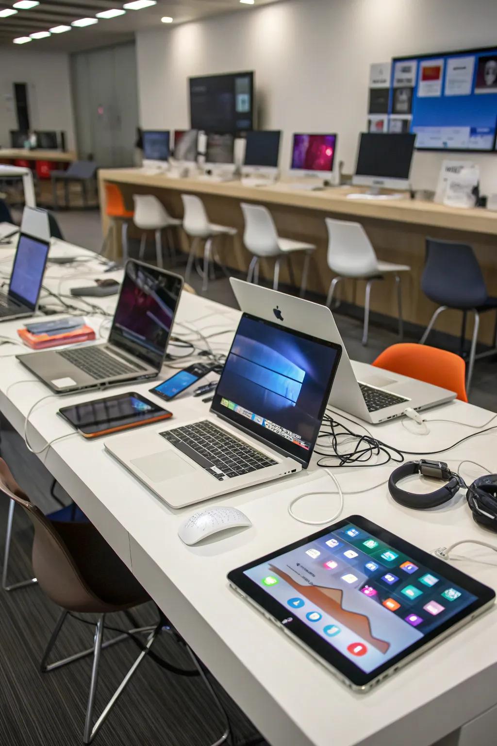 A tech-forward computer space fitted with the newest accessories.