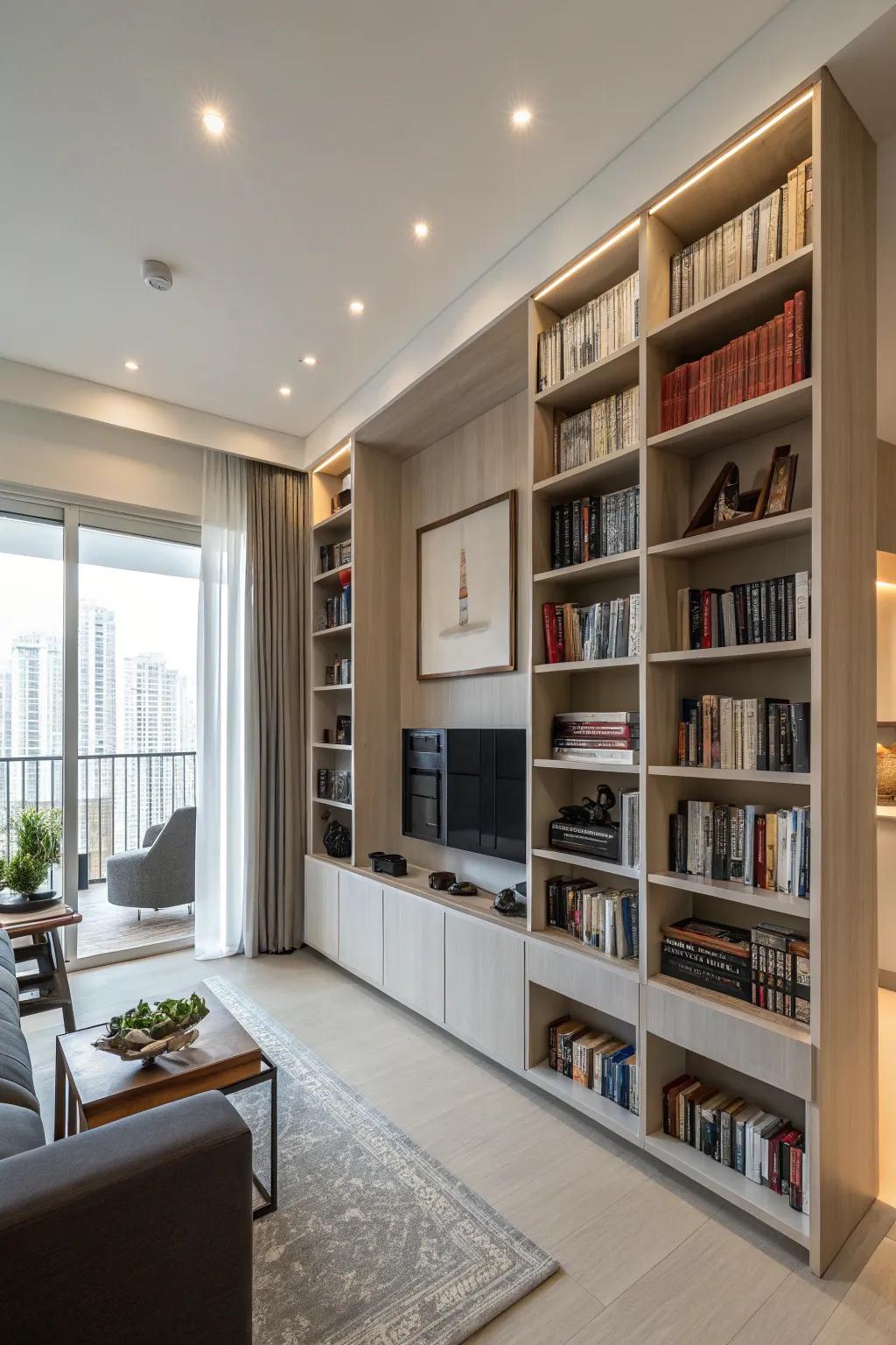 Vertical storage solutions maximize space utilization.