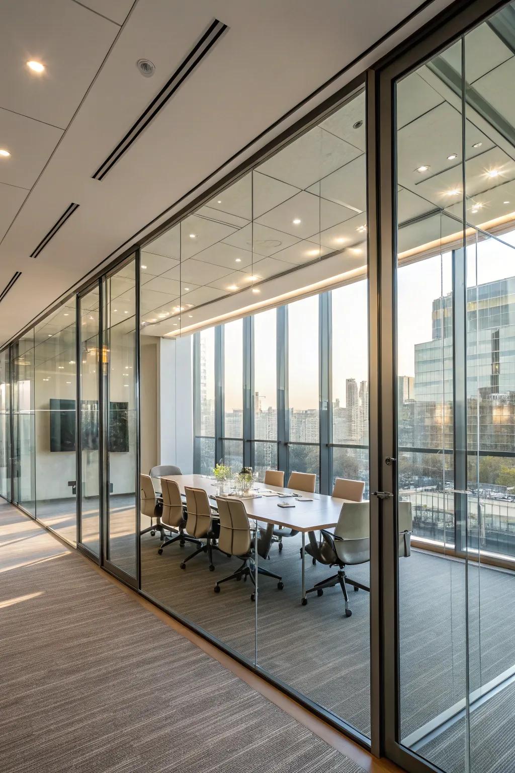 Glass components establish an open, connected ambiance.