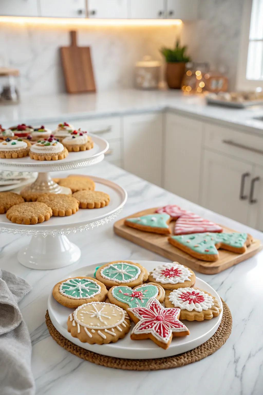 Elegant dishes make cookies the focus of your display.