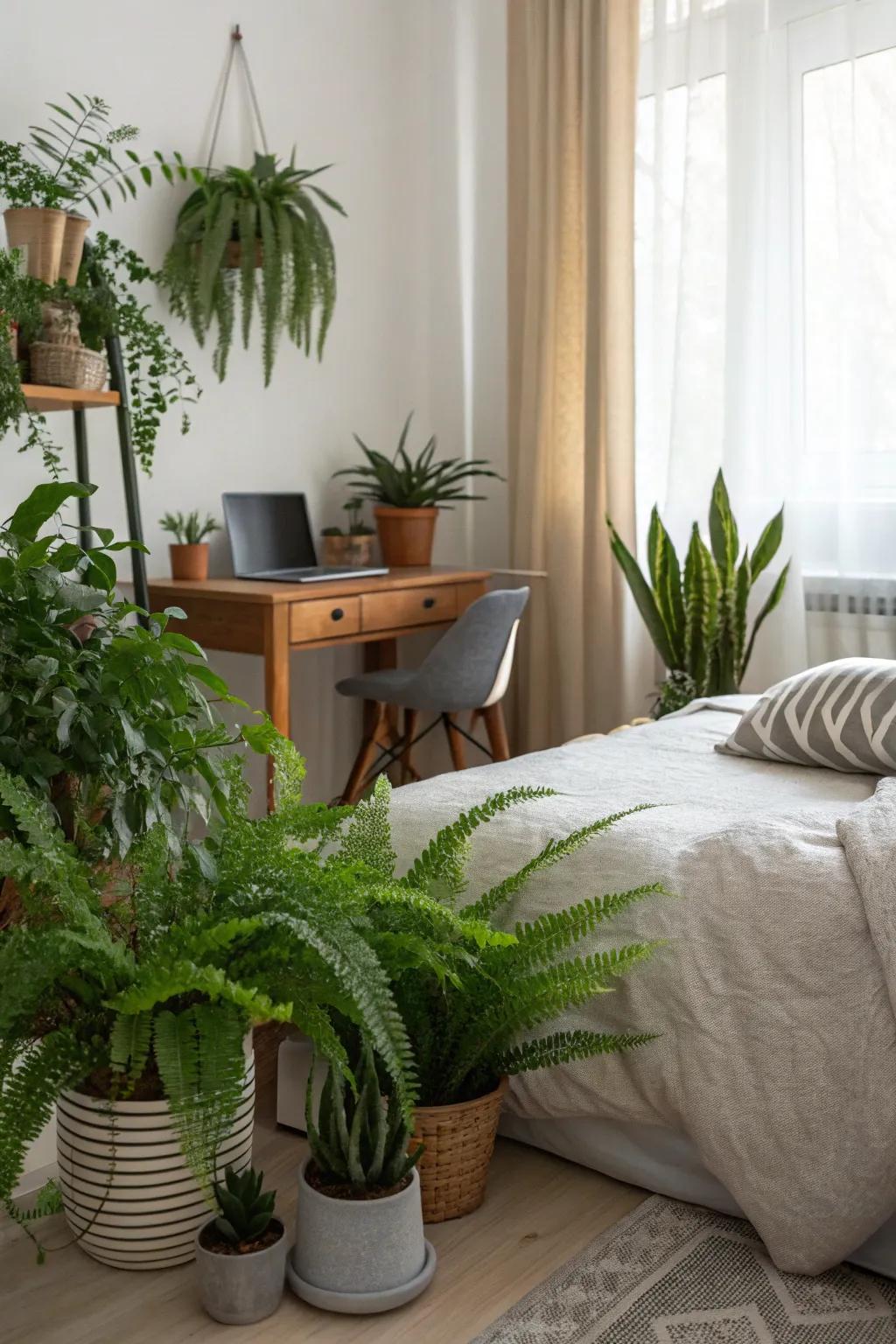 House flora introduces nature into the master bedroom