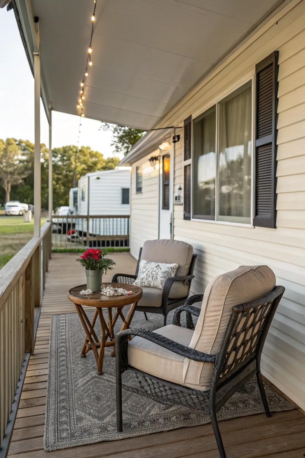 A well-designed seating arrangement renders your porch a superb location for relaxation.