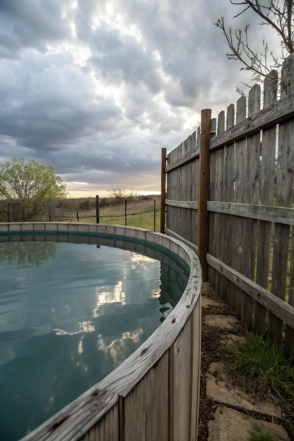 Enjoy seclusion using a fashionable privacy boundary surrounding your pool.