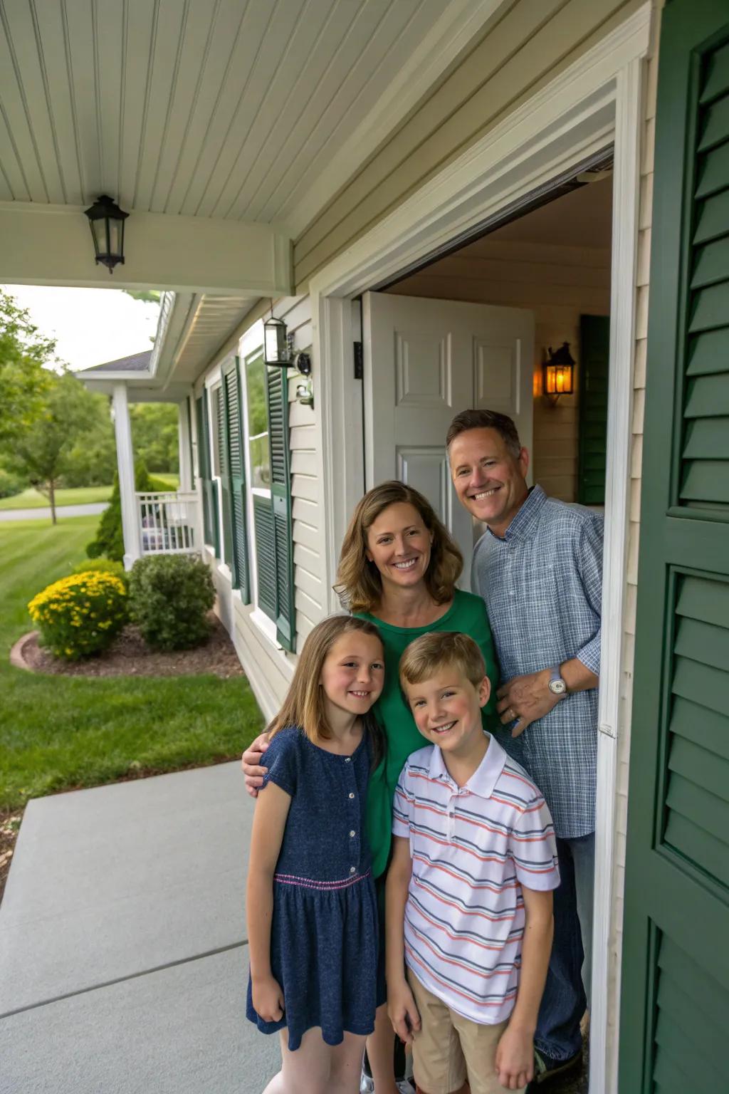 A doorway scene symbolizes the warmth and unity of family life.