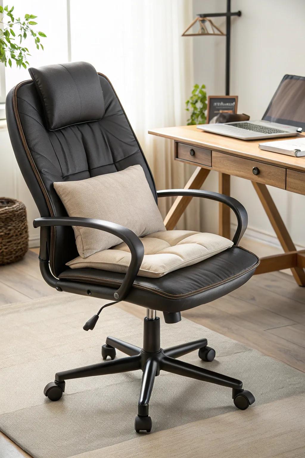 Boost comfort with a supportive seat pad.